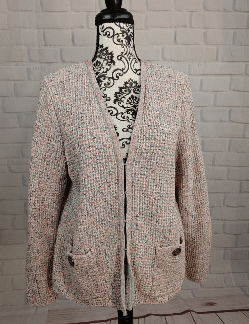 J. Jill women's long sleeve woven button front size medium jacket pockets b32